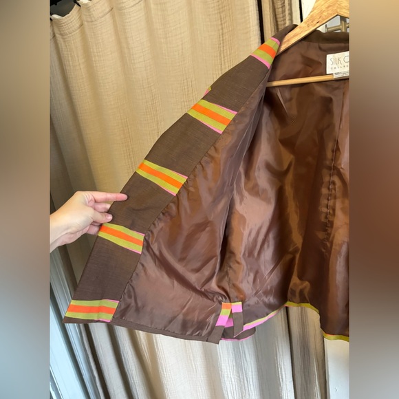 Vintage Silk Club Silk and Linen Open Blazer- XL - Picture 5 of 7